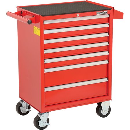 GLOBAL INDUSTRIAL Roller Cabinet, 7 Drawer, Red, Steel, 18 in D x 38 in H 535363